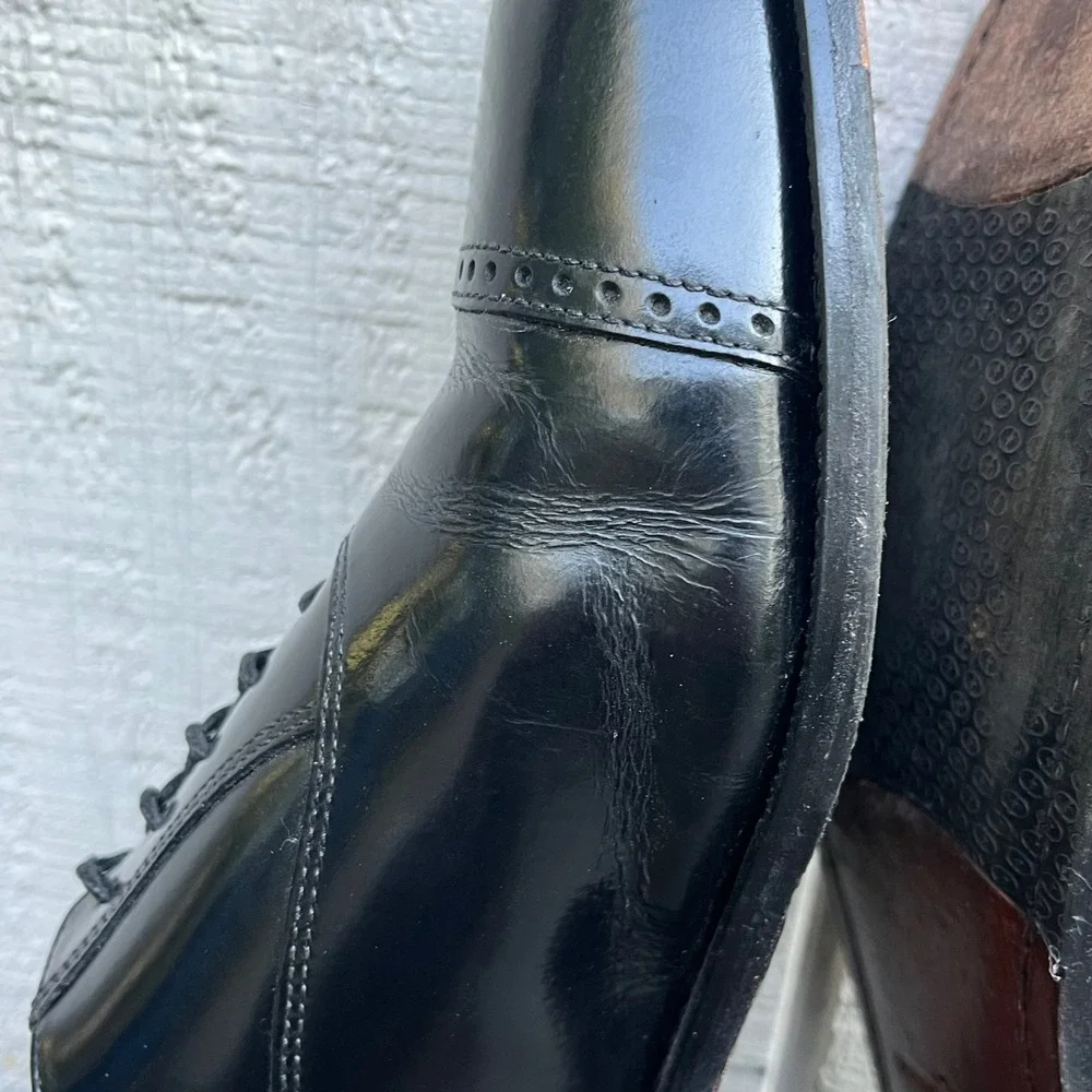 Florsheim Oxford Shoes Men 11 3E Black Leather Cap Toe Brogue 17067-01